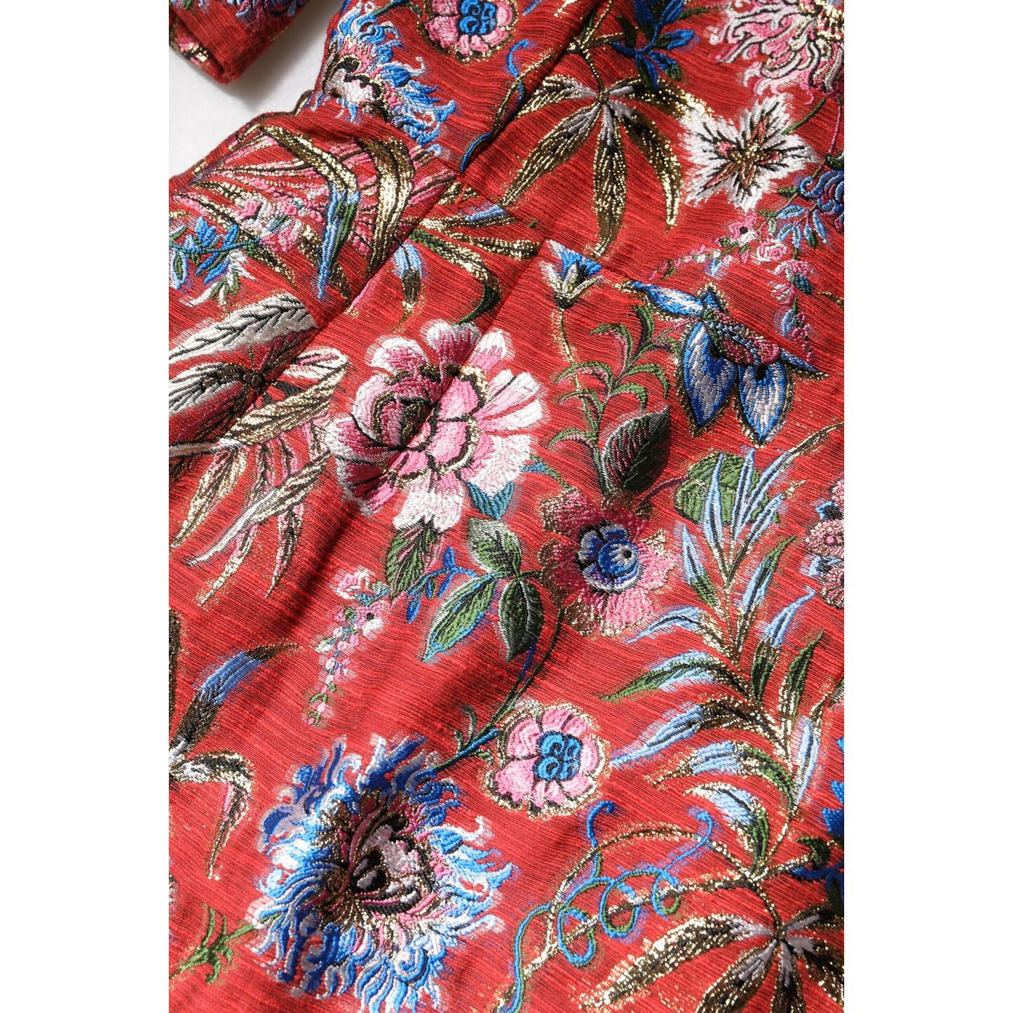 Dolce & Gabbana Red Floral Jacquard A-line Mini Dress