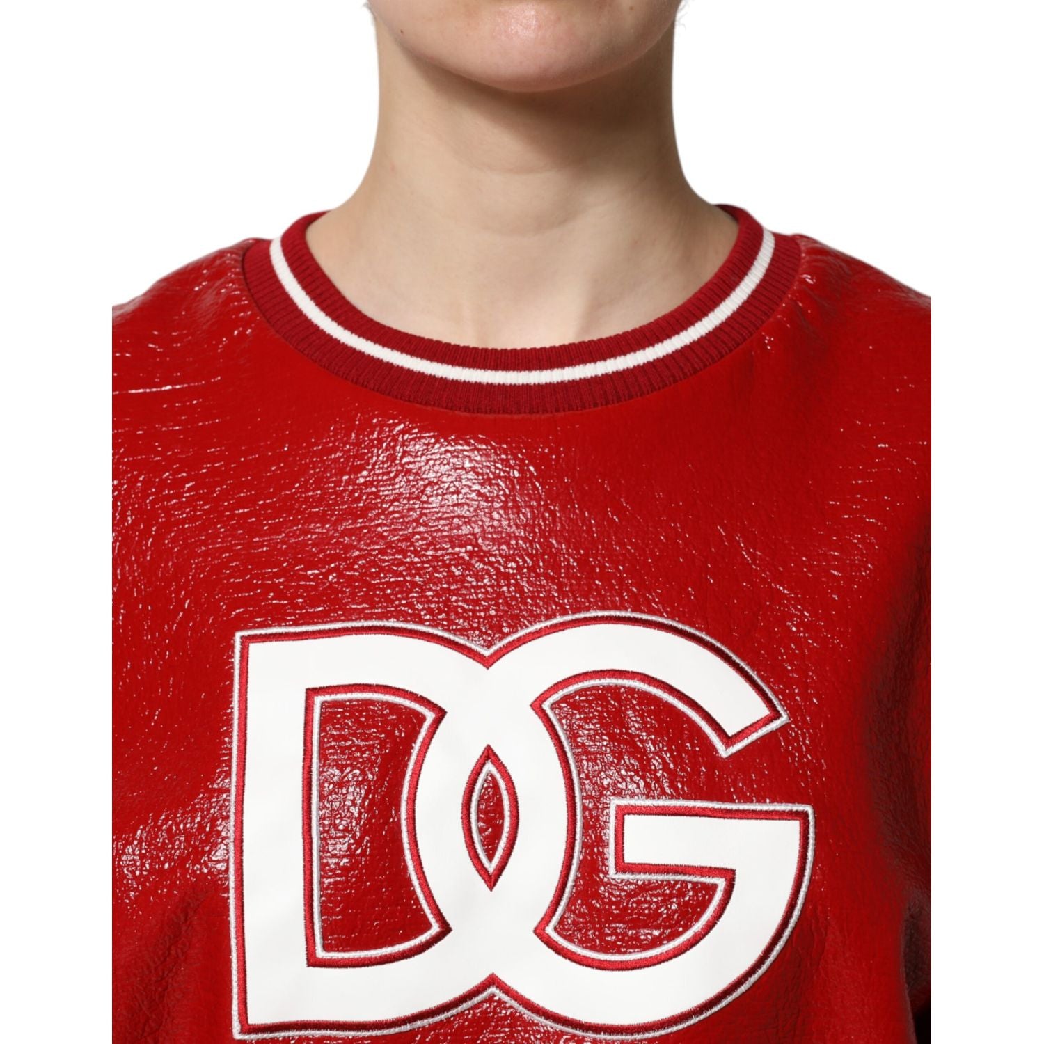Dolce & Gabbana Red Wool DGLogo Embroidery Pullover Sweater