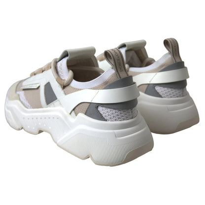 Dolce & Gabbana Sneakers White Beige Leather Sport DAYMASTER Shoes