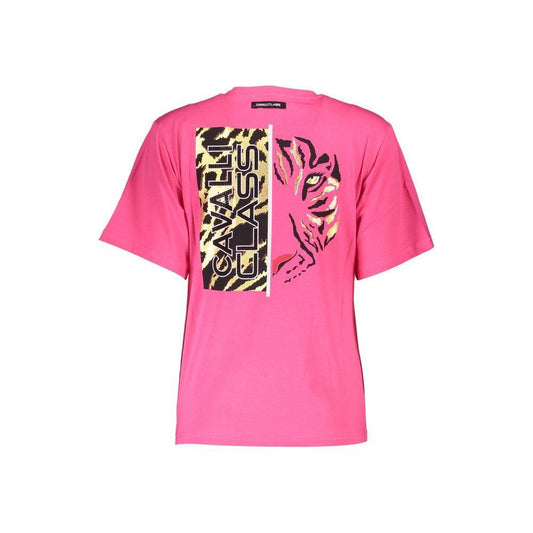 Cavalli Class Pink Cotton Women Top CA-37077-XS