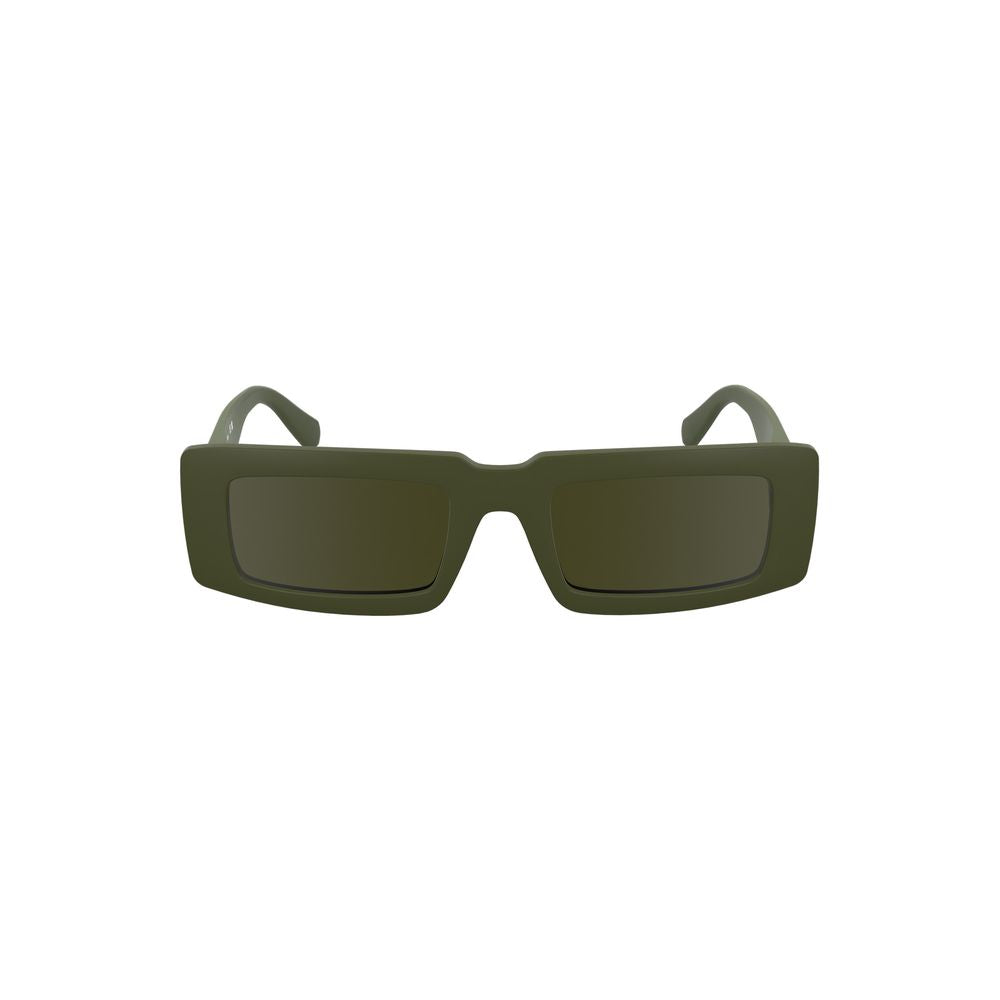 Calvin Klein Green Bio-Based Fabric Women Sunglasses with sleek rectangular lenses and eco-conscious frame, perfect for modern style.