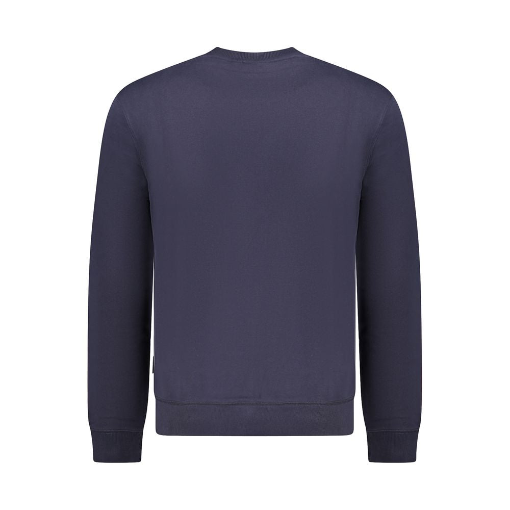 Back view of Napapijri Blue Cotton Men Sweater, showcasing premium cotton craftsmanship and timeless style.