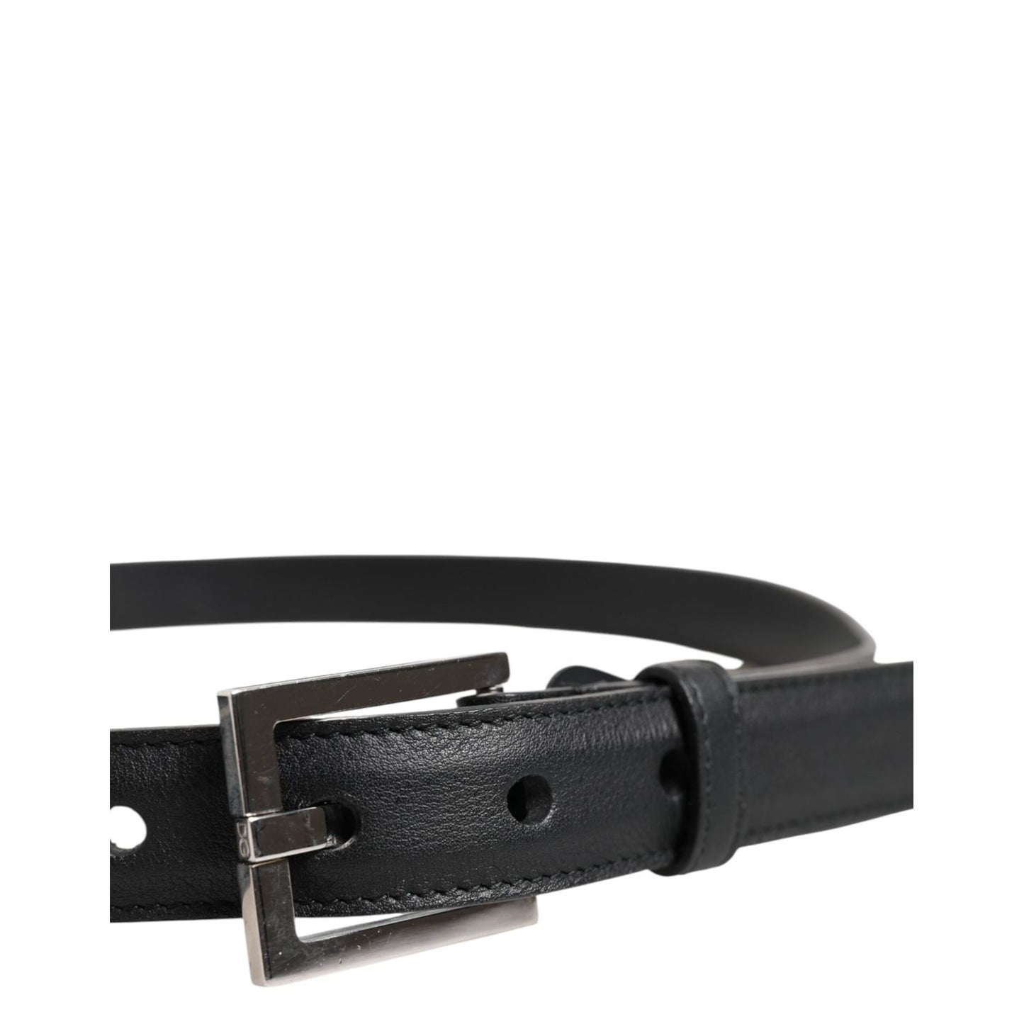 Dolce & Gabbana Black Classic Calfskin Leather Buckle Belt