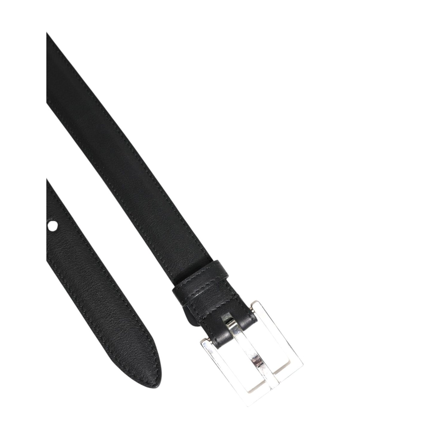 Dolce & Gabbana Black Classic Calfskin Leather Buckle Belt