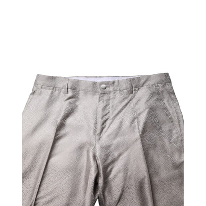 Dolce & Gabbana Light Gray Jacquard Silk Dotted 2 Piece Suit