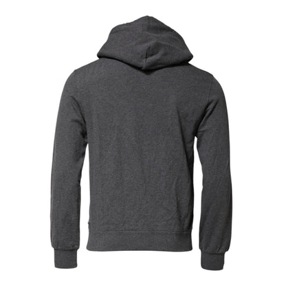 Dolce & Gabbana Gray Logo Patch Hooded Sweatshirt Sweater