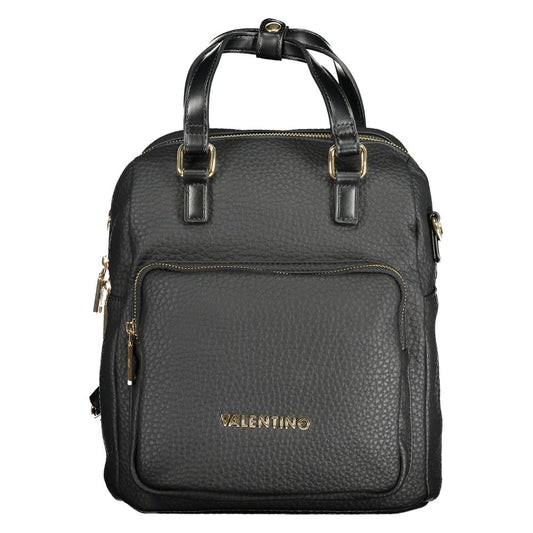 Mario Valentino Black Polyethylene Women Backpack with sleek handles and external pocket