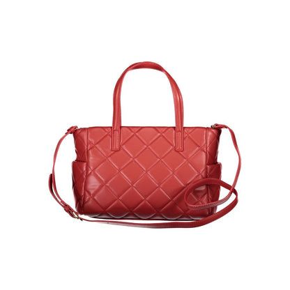 Mario Valentino Red Polyethylene Handbag with adjustable strap, quilted design, and multiple pockets, perfect for stylish organization.