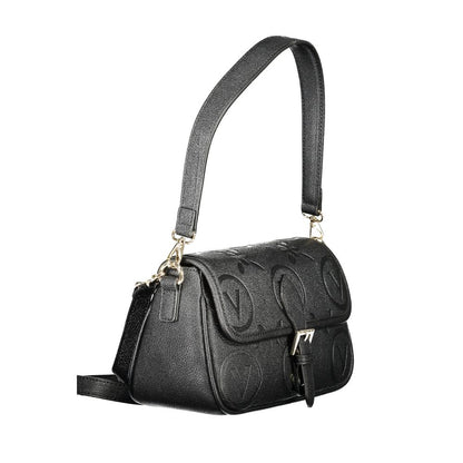 Mario Valentino Black Polyethylene Women Handbag with adjustable straps, featuring durable design and internal pockets for versatility.