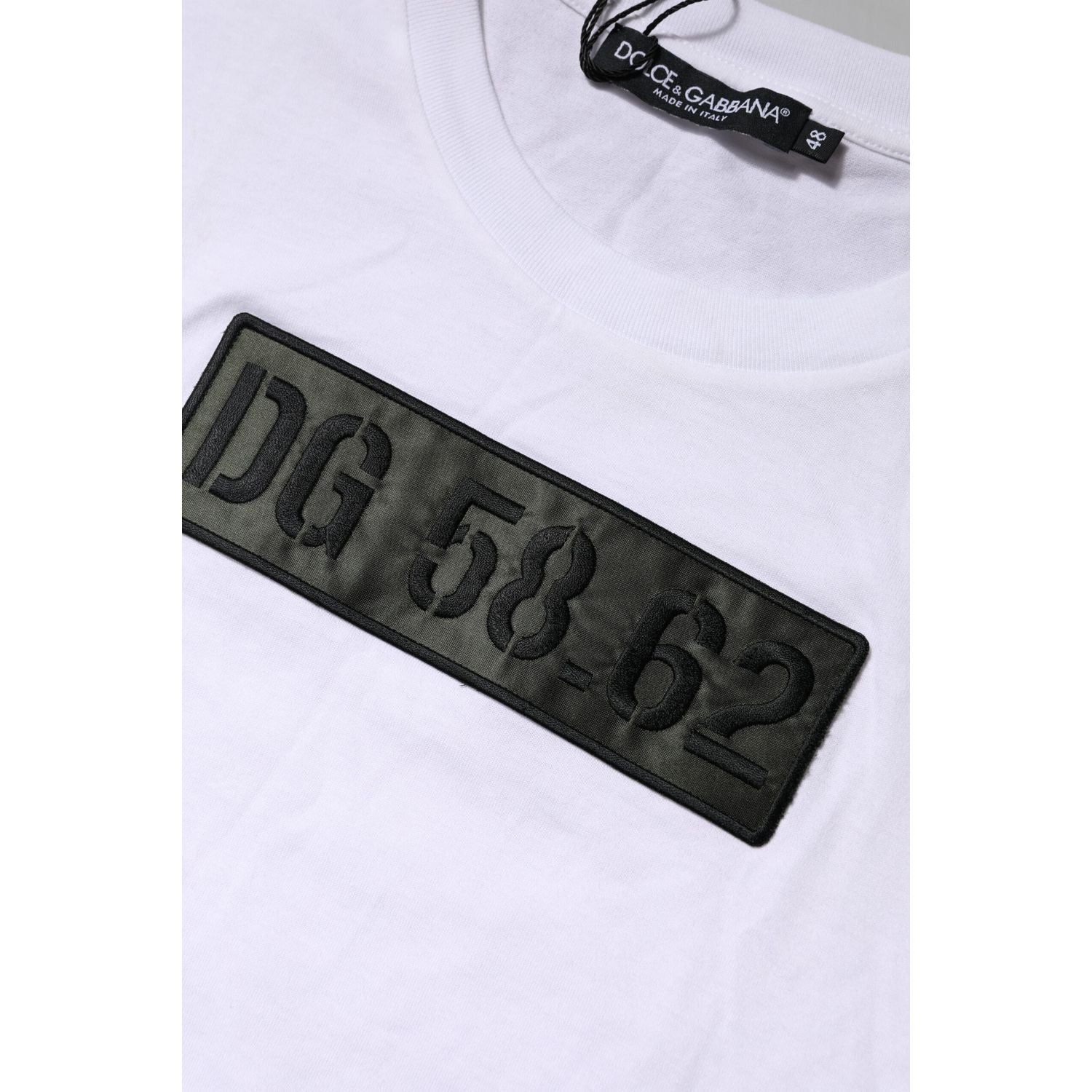 Dolce & Gabbana White Logo Embroidery Round Neck T-shirt