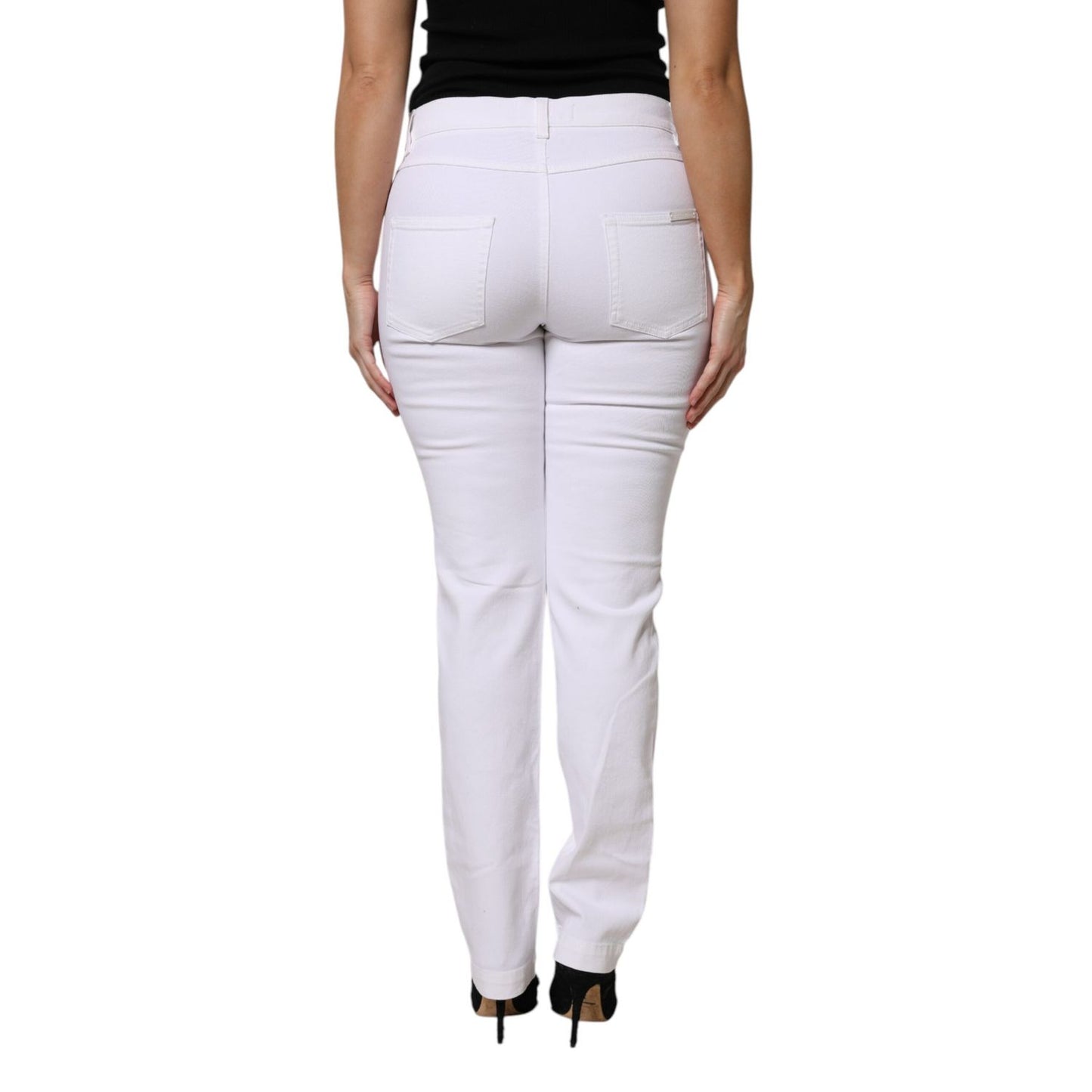 Dolce & Gabbana White Floral Sequined GIRLY Denim Jeans