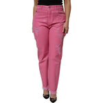 Dolce & Gabbana Pink Tattered Mid Waist Tapered Denim Jeans PAN76311-36