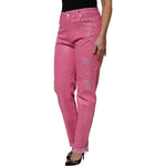 Dolce & Gabbana Pink Tattered Mid Waist Tapered Denim Jeans PAN76311-36