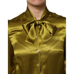 Dolce & Gabbana Green Ascot Collar Long Sleeves Blouse Top TSH87607-40
