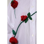 Dolce & Gabbana White Cotton Floral Appliques Dress Shirt Top TSH878627-42