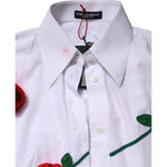Dolce & Gabbana White Cotton Floral Appliques Dress Shirt Top TSH878627-42