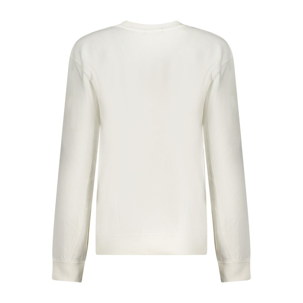 Back view of North Sails White Cotton Women Sweater with long sleeves and crew neck, showcasing high-quality design.
