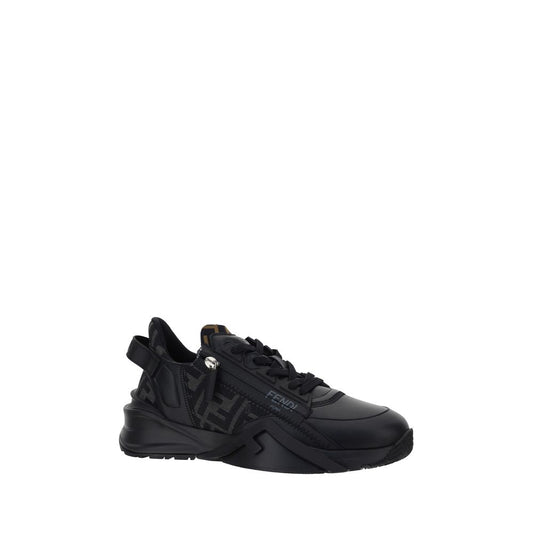 Fendi Flow Running Sneakers - sporty black design with structured sole and tone-on-tone logo for style and function.