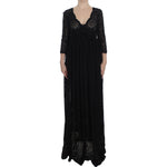Dolce & Gabbana Elegant Floral Ricamo Maxi Dress Dolce & Gabbana Black