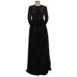 Dolce & Gabbana Elegant Floral Ricamo Maxi Dress Dolce & Gabbana Black