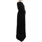 Dolce & Gabbana Elegant Floral Ricamo Maxi Dress Dolce & Gabbana Black
