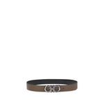Ferragamo Reversible leather Belt with Gancini buckle in high-quality grained leather, versatile design for sophisticated style.