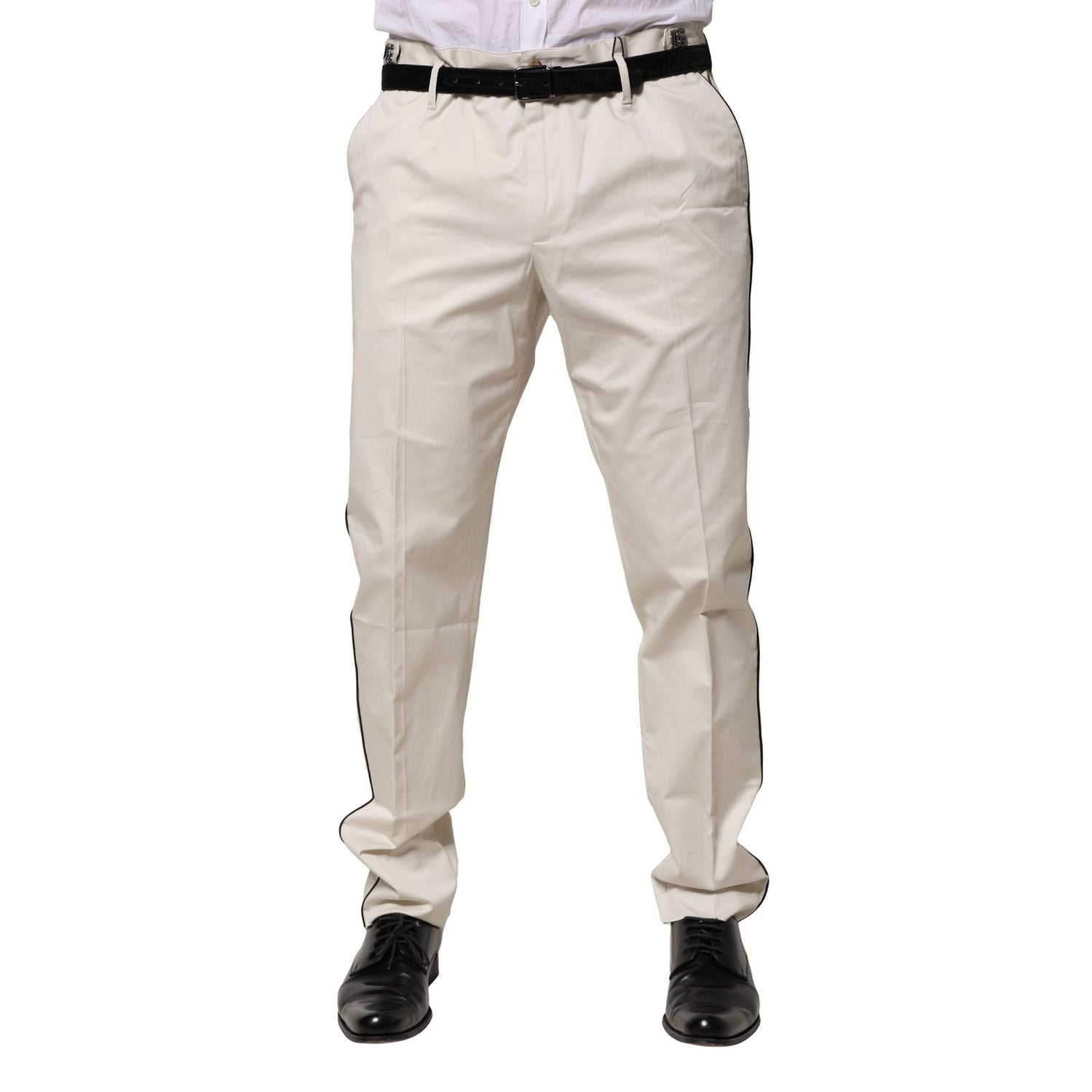 Dolce & Gabbana White Cotton Dress Slim Formal Pants