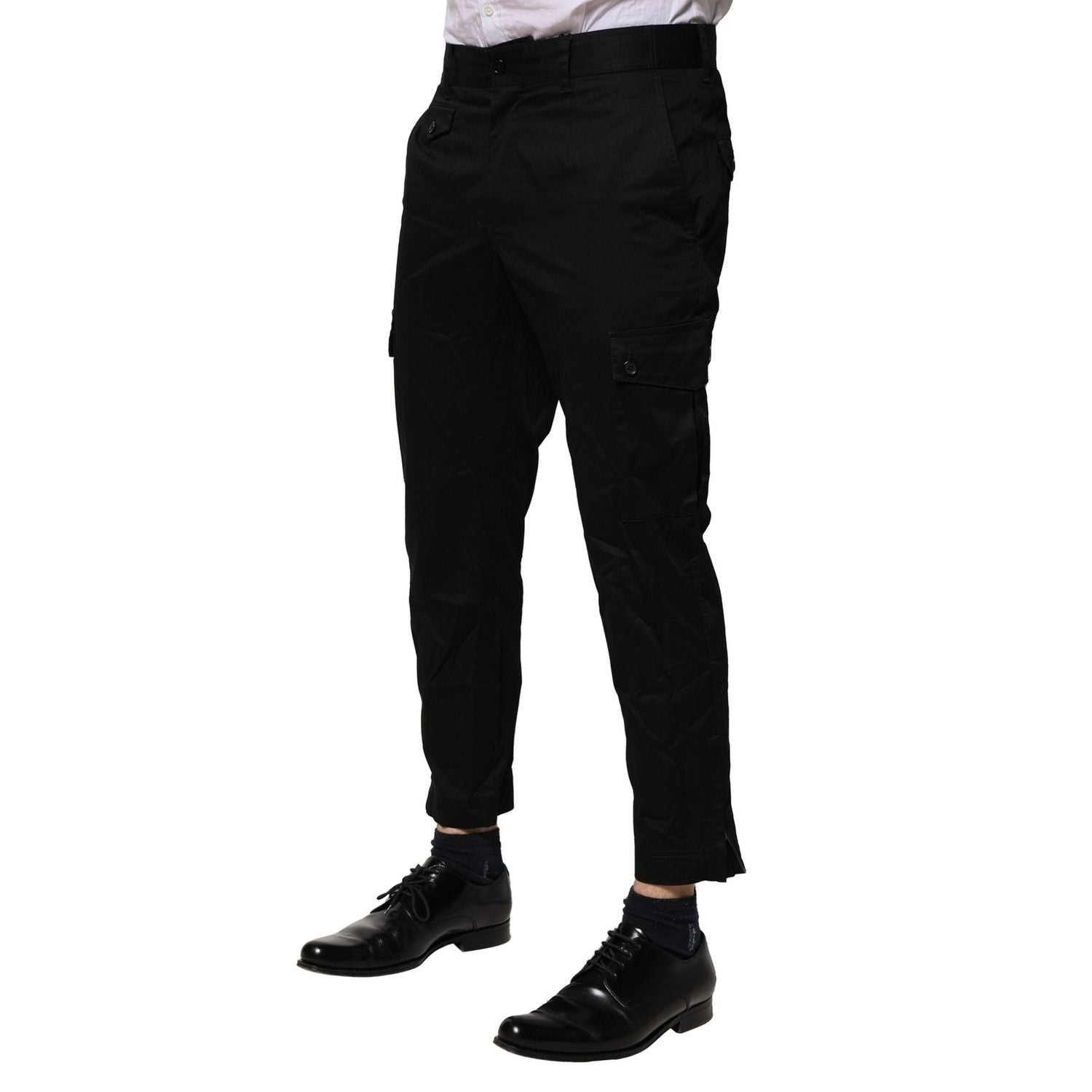 Dolce & Gabbana Black Cotton Dress Slim Formal Pants