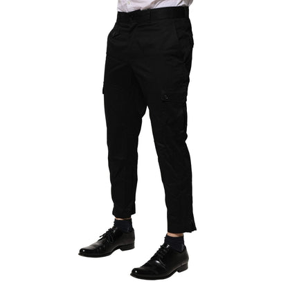 Dolce & Gabbana Black Cotton Dress Slim Formal Pants