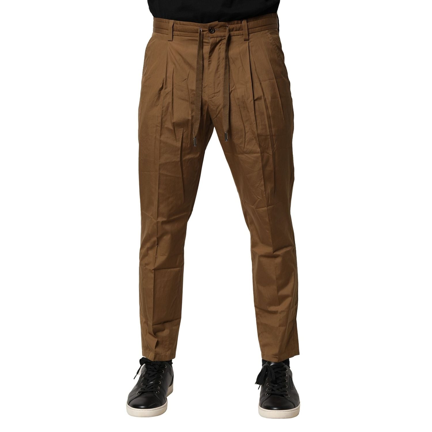 Dolce & Gabbana Brown Cotton Chino Mid Waist Men Pants