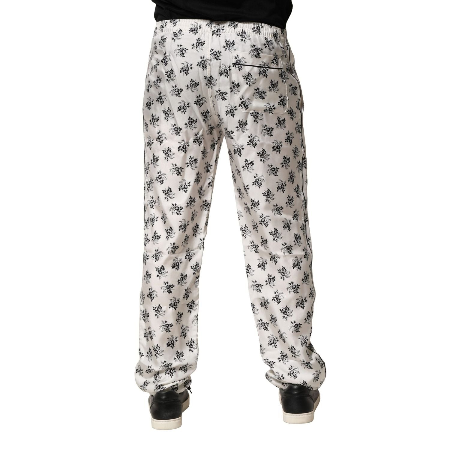 Dolce & Gabbana White Floral Silk Casual Lounge Pants