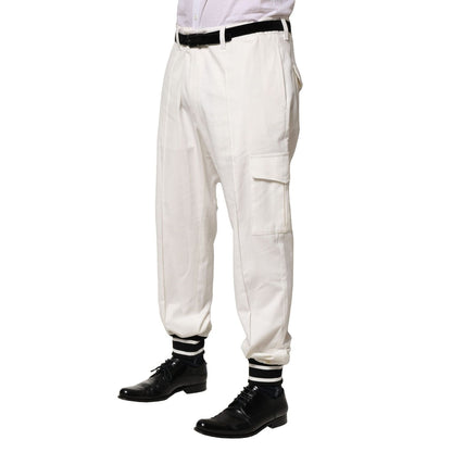 Dolce & Gabbana White Cotton Cargo Jogger Men Pants