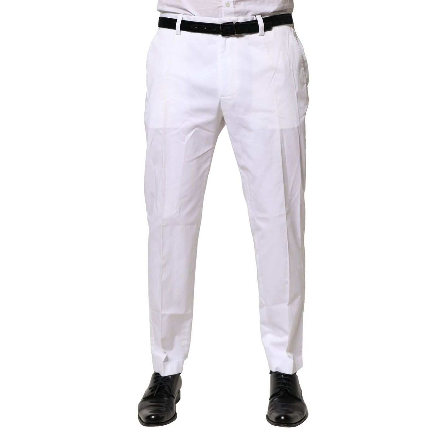 Dolce & Gabbana White Cotton Dress Slim Formal Pants