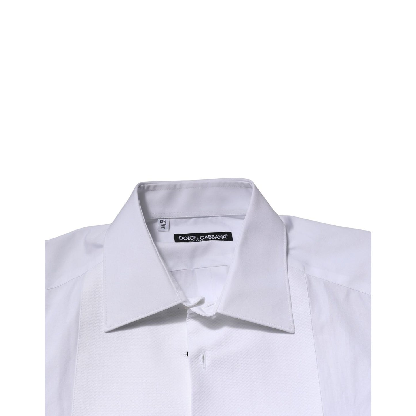 Dolce & Gabbana White GOLD Crown Cotton Dress Formal Shirt