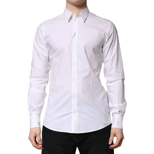 Dolce & Gabbana White Cotton Long Sleeves Dress Formal Shirt TSH90698-40