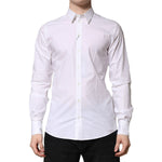 Dolce & Gabbana White Cotton Long Sleeves Dress Formal Shirt TSH90698-40