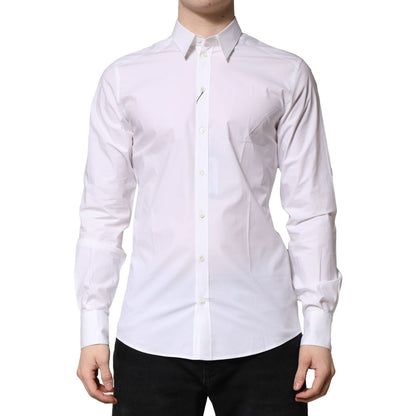 Dolce & Gabbana White Cotton Long Sleeves Dress Formal Shirt