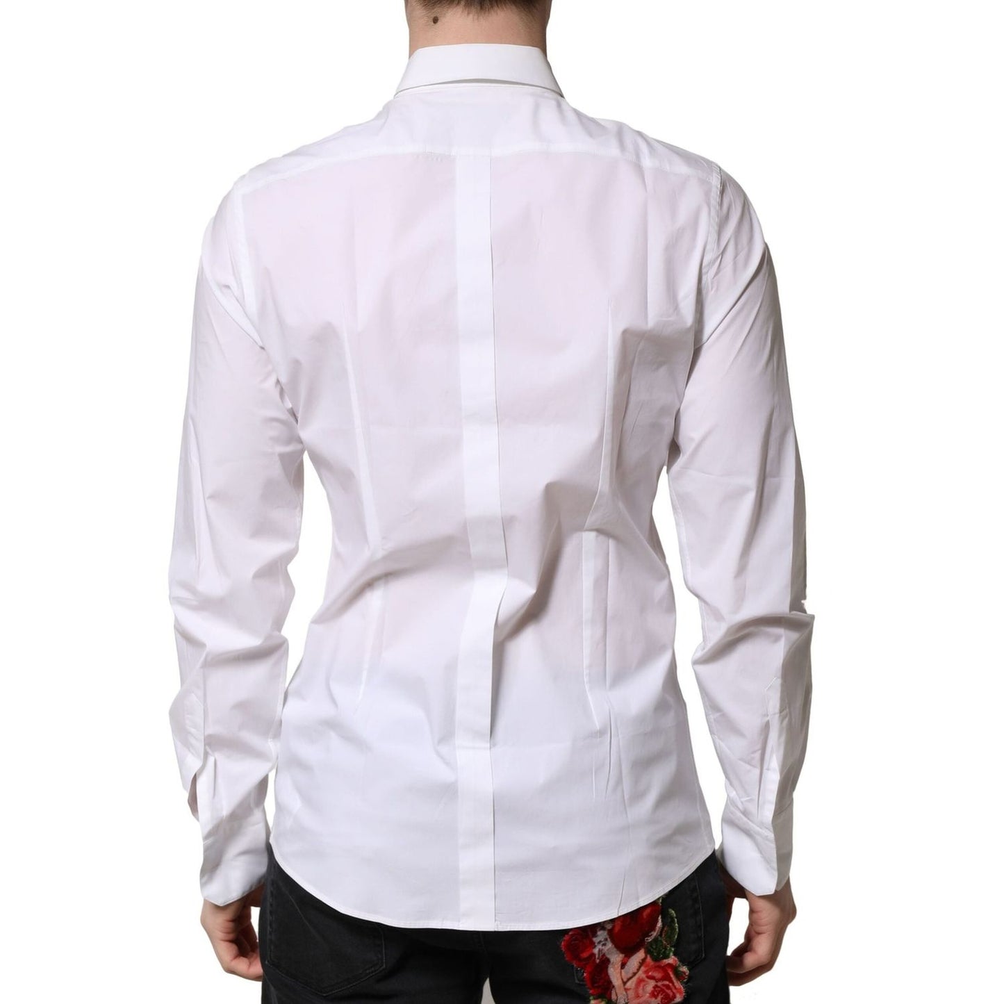 Dolce & Gabbana White Cotton Long Sleeves Dress Formal Shirt TSH90698-40