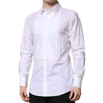 Dolce & Gabbana White Bib Cotton Poplin GOLD Formal Shirt TSH90699-40