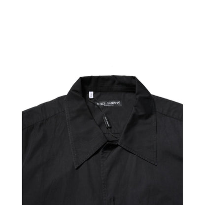 Dolce & Gabbana Black Cotton Short Sleeve Buttoned Casual Shirt