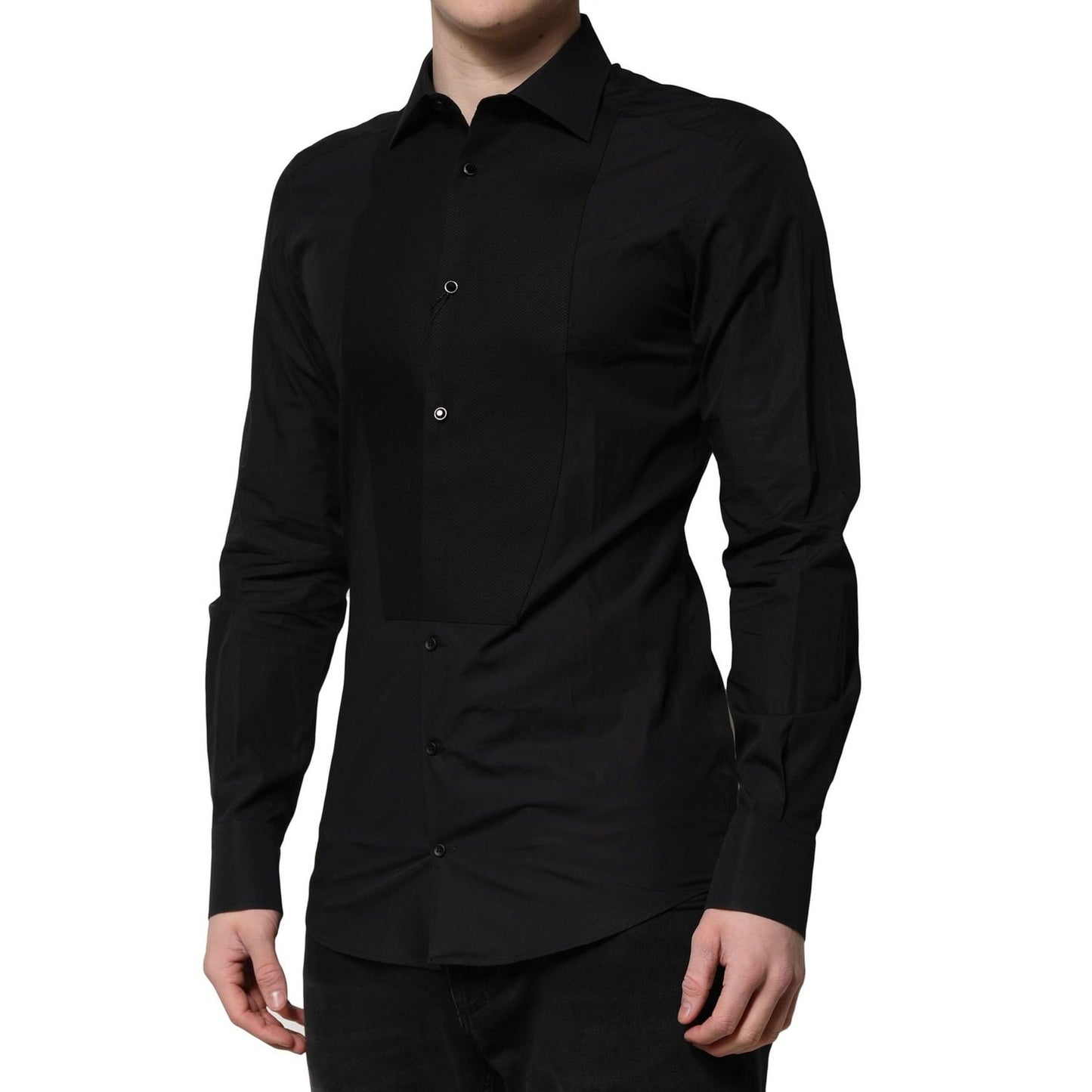 Dolce & Gabbana Black GOLD Long Sleeves Dress Formal Shirt TSH90707-39