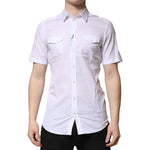 Dolce & Gabbana White Cotton GOLD Short Sleeves Casual Shirt TSH906701-39
