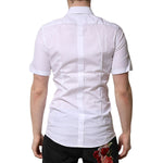 Dolce & Gabbana White Cotton GOLD Short Sleeves Casual Shirt TSH906701-39