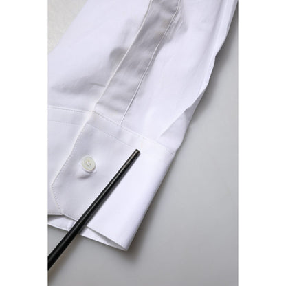 Dolce & Gabbana White Cotton Long Sleeves GOLD Formal Shirt