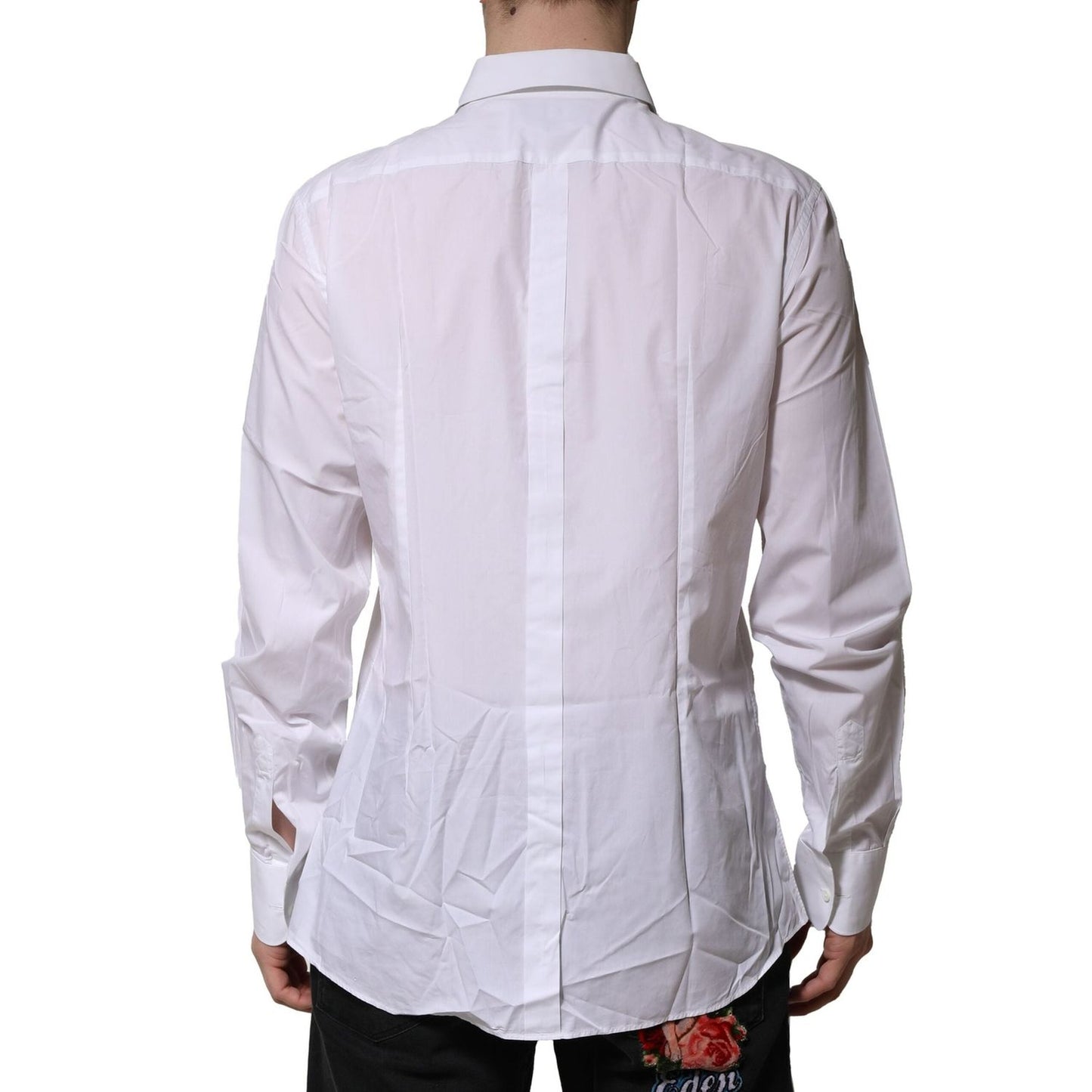 Dolce & Gabbana White Bib Cotton Poplin GOLD Formal Shirt TSH906715-44