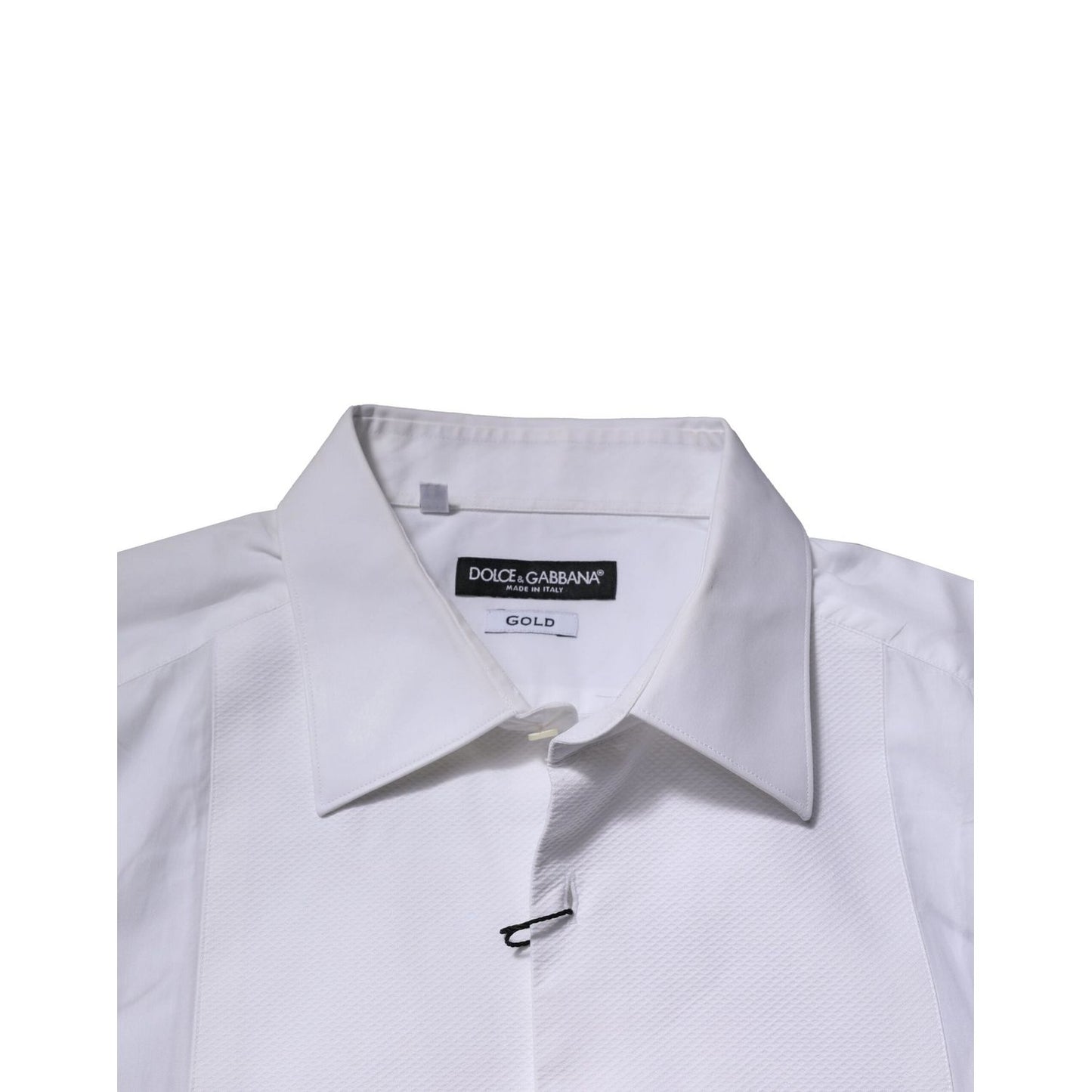 Dolce & Gabbana White Bib Cotton Poplin GOLD Formal Shirt TSH906715-44