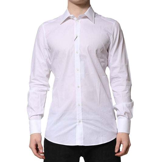 Dolce & Gabbana White Cotton GOLD Long Sleeves Formal Shirt TSH906720-40
