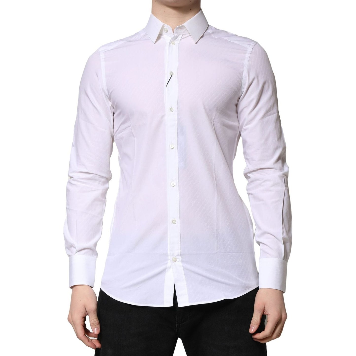 Dolce & Gabbana White MARTINI Long Sleeves Dress Formal Shirt