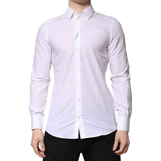 Dolce & Gabbana White MARTINI Long Sleeves Dress Formal Shirt TSH906723-38