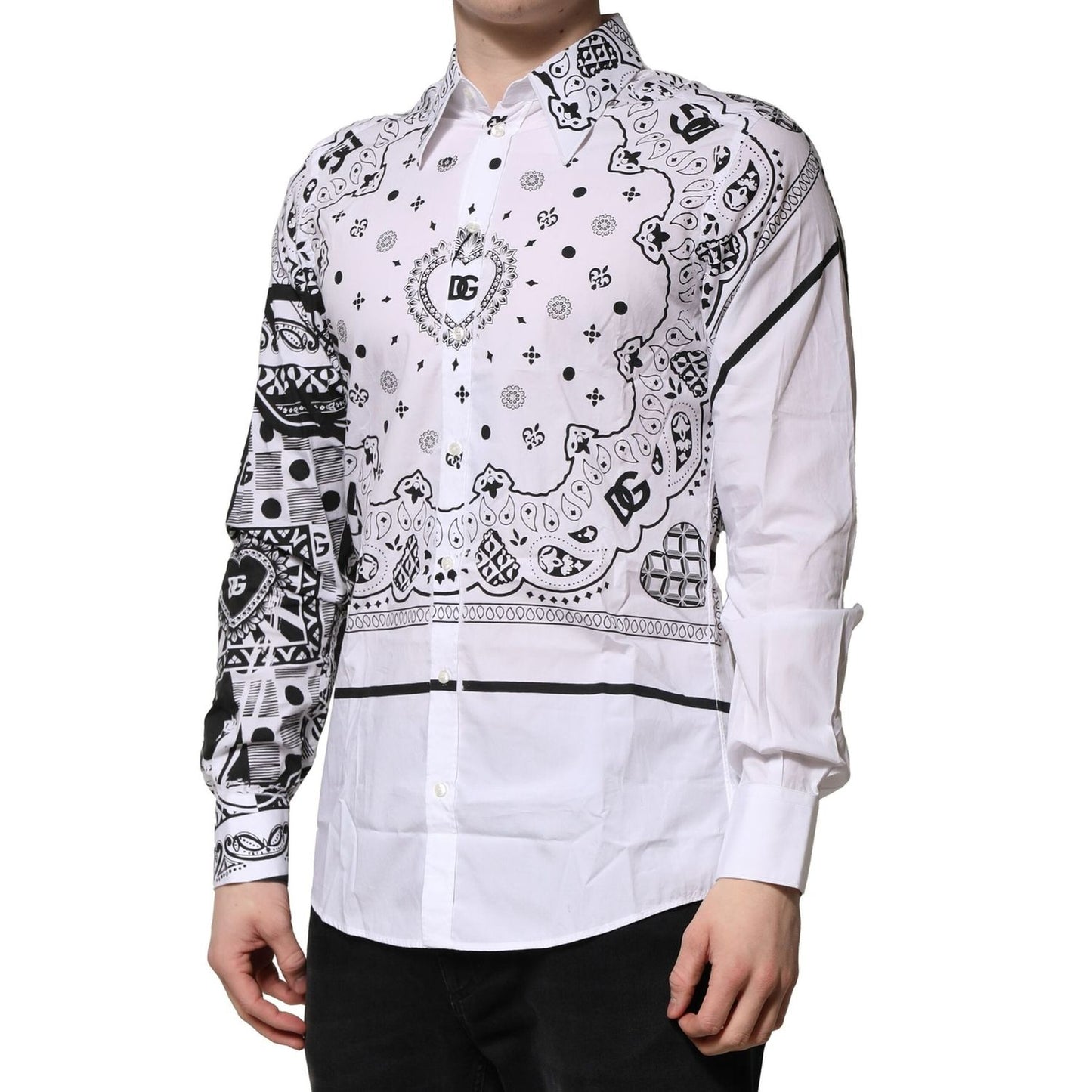 Dolce & Gabbana White MARTINI Bandana Print Formal Shirt TSH906786-40